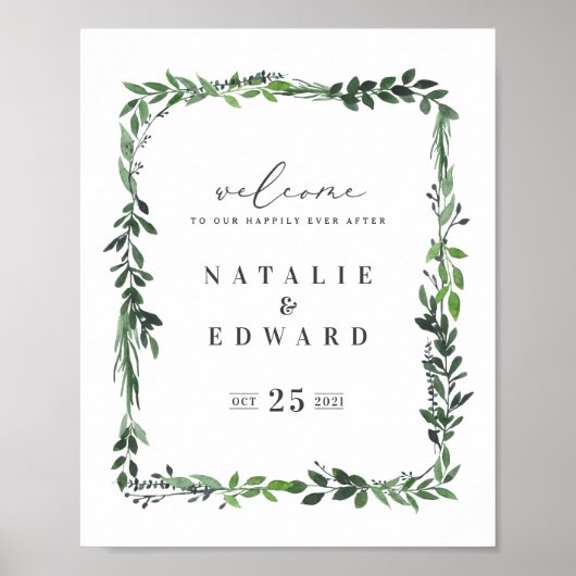 Blattwasserfarbe geometrisches Hochzeitsposter Poster (Vorne)