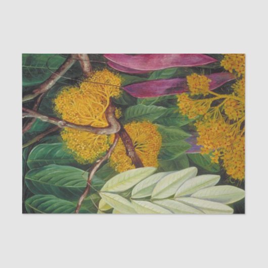 Blattwerk, Blume und Obst eines Maya-Baumes Seidenpapier (Vorderseite)