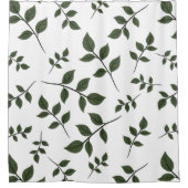 Blattzweige mit grünen Blätter auf Weiß Duschvorhang (Vorderseite)