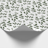 Blattzweige mit grünen Blätter auf Weiß Geschenkpapier (Ecke)