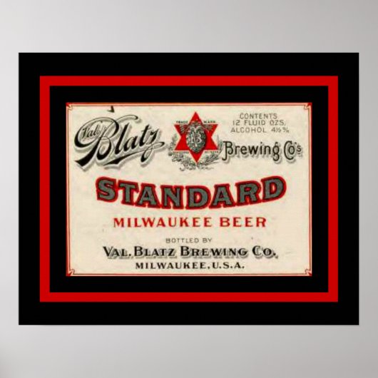 Blatz Beer 16 x 20 Vintage Ad Poster (Vorne)