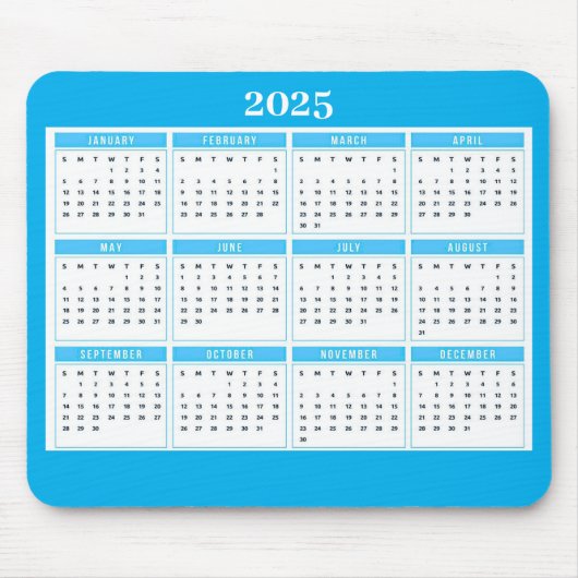 Blau 2025 - Kalender Mousepad (Vorne)