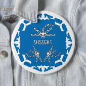 Blau, 3. Augen-Chakra "Einsicht" Libelle weißer Hi Button (Beispiel)