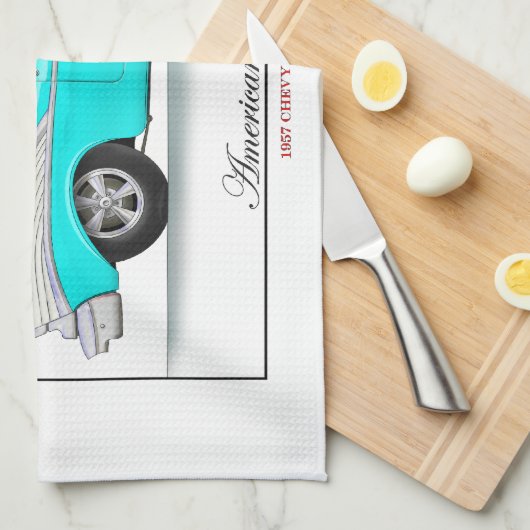Blau 57 Chevy Geschirrtuch (Viertel Falte)