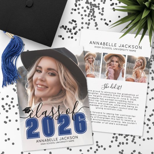 Blau Abschlussfoto Abitur Ankündigung