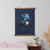 Blau-Abstrakt-blaue Jay rechts gegenüber Wandteppich Mit Holzrahmen (Schlafzimmer)