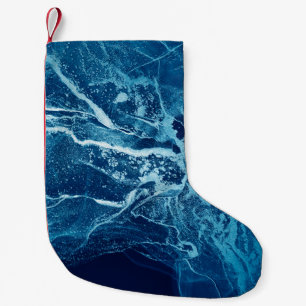 Blau Abstrakt. Blaue und Weiße Farbflecken. Klar w Kleiner Weihnachtsstrumpf