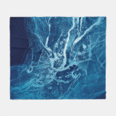 Blau Abstrakt. Blauer und weißer Farbblock. Lösche Fleecedecke (Vorderseite (Horizontal))