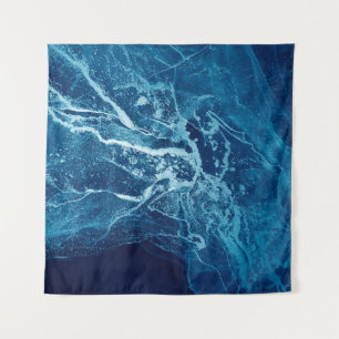 Blau Abstrakt. Blauer und weißer Farbblock. Lösche Wandteppich