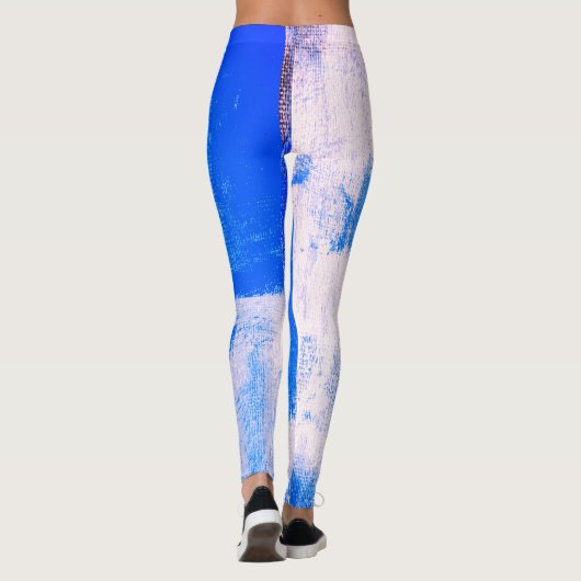 Blau Abstrakt Leggings (Rückseite)