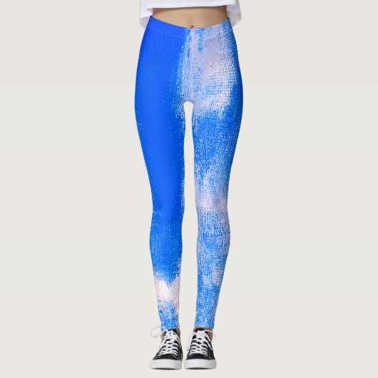Blau Abstrakt Leggings (Vorderseite)
