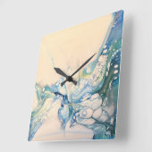 Blau Abstrakt Quadratische Wanduhr (Winkel)