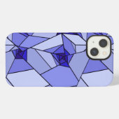 Blau abstraktes geometrisches Muster iPhone Hülle (Rückseite (Horizontal))