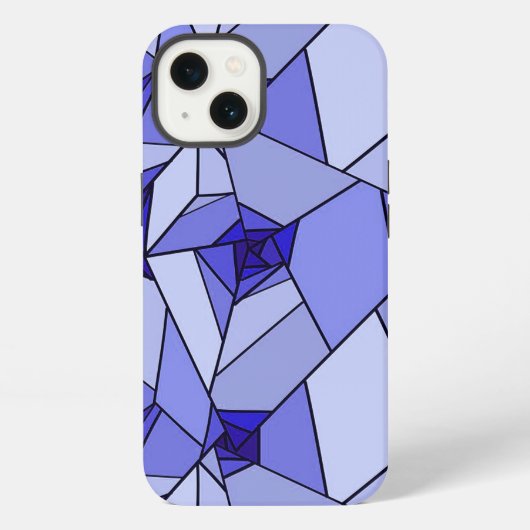 Blau abstraktes geometrisches Muster iPhone Hülle (Rückseite)