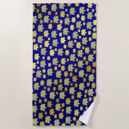 Blau, Ahorn, Ahornblatt, glänzend, Gold, Metall, Strandtuch