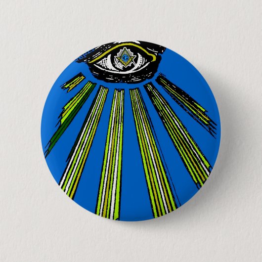 Blau alles sehende Augen-Quadrat und Button (Vorderseite)