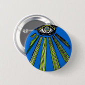 Blau alles sehende Augen-Quadrat und Button (Vorne & Hinten)