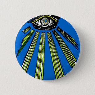 Blau alles sehende Augen-Quadrat und Button