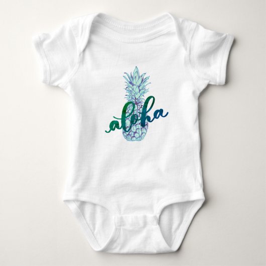 Blau-Aloha Ananas-Baby Baby Strampler (Vorderseite)