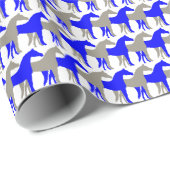 Blau, Aluminiumsilber und Weißhorn Geschenkpapier (Rolleneckpunkt)