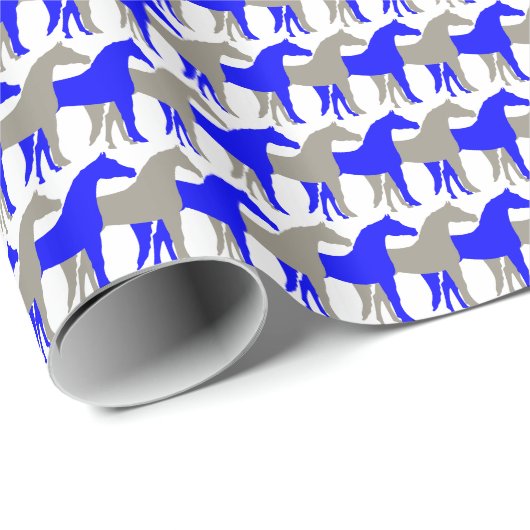 Blau, Aluminiumsilber und Weißhorn Geschenkpapier (Rolleneckpunkt)