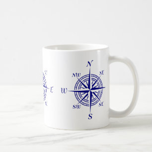 Blau an der weißen Küste Dekoration Kompass Rose M Kaffeetasse
