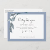 Blau Ändern Sie das Datum Hochzeit speichern Sie d Ankündigungspostkarte (Vorne/Hinten)