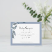 Blau Ändern Sie das Datum Hochzeit speichern Sie d Ankündigungspostkarte (Stehend Vorderseite)