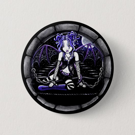 "Blau angeketteter" gotischer feenhafter Kunst Button (Vorderseite)