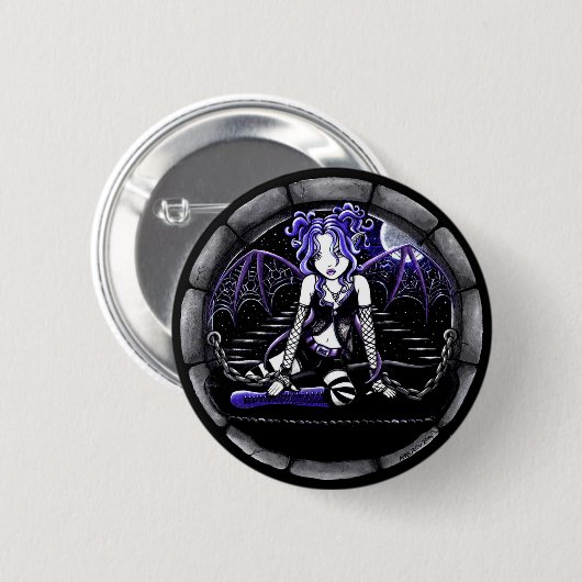 "Blau angeketteter" gotischer feenhafter Kunst Button (Vorne & Hinten)