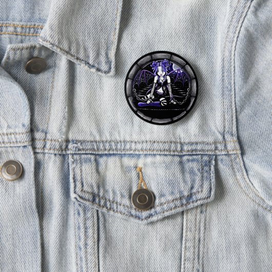 "Blau angeketteter" gotischer feenhafter Kunst Button (Beispiel)