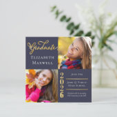 Blau | Ankündigung von Gold Foto Abschluss | PARTY (Stehend Vorderseite)