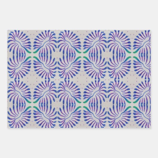 Blau Antifloral Geschenkpapier Set (Vorderseite 3)