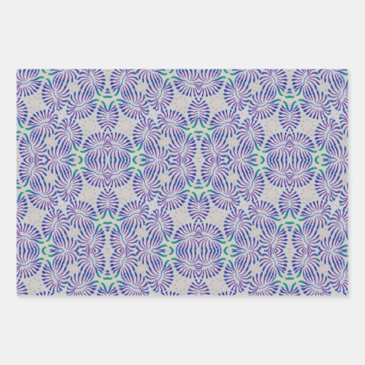Blau Antifloral Geschenkpapier Set (Vorderseite 2)