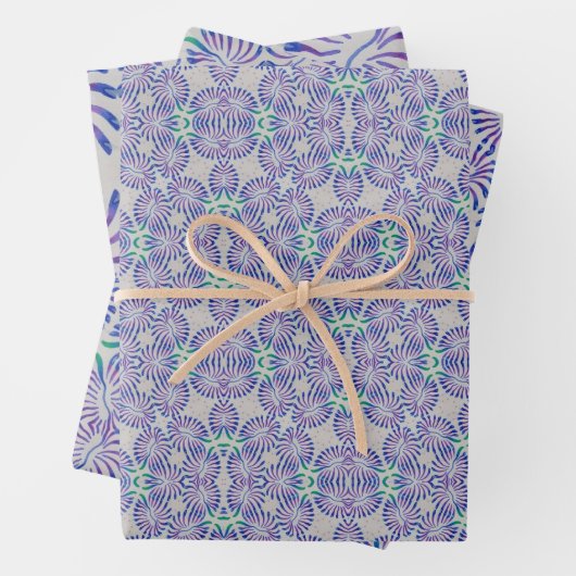 Blau Antifloral Geschenkpapier Set (Beispiel)
