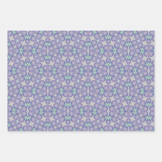 Blau Antifloral Geschenkpapier Set (Vorderseite)