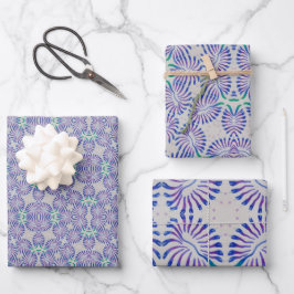 Blau Antifloral Geschenkpapier Set