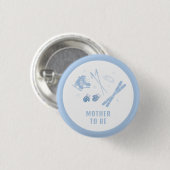 Blau Après Bébé Ski Mutter-Tochter-Baby-Party Button (Vorne & Hinten)