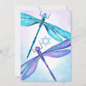 Blau, Aqua Dragonfly Bat Mitzvah Einladung (Rückseite)
