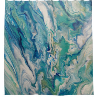 Blau, Aqua, gelb, modern abstrakt Duschvorhang