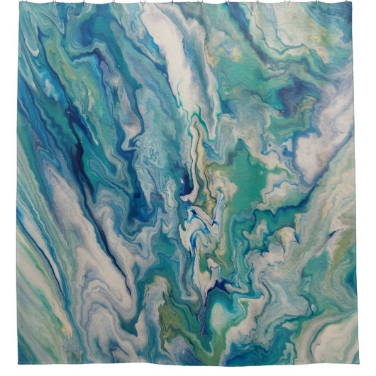 Blau, Aqua, gelb, modern abstrakt Duschvorhang (Vorderseite)