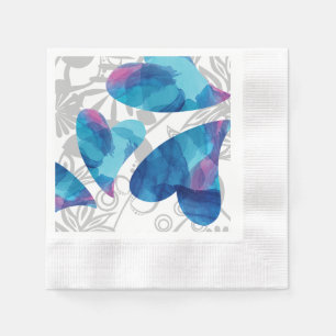 Blau, Aqua, türkisfarbenes Herz-Party Serviette