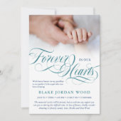 Blau Aquamarin für immer in unserem Hearts Baby Me Ankündigung (Vorderseite)