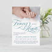 Blau Aquamarin für immer in unserem Hearts Baby Me Ankündigung (Stehend Vorderseite)