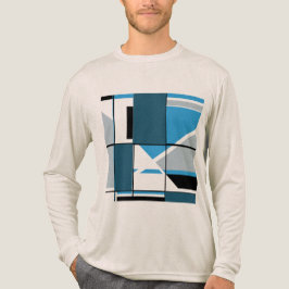 Blau Aquamarin-Grau Schwarz MCM Geometrisches Abst Tri-Blend Shirt