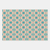 Blau, Aquamarin, grün, Lachs und Tile Geschenkpapier Set (Vorderseite 3)
