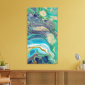 Blau Aquamarin Lila Türkis Marmor Abstrakte Kunst Leinwanddruck (Insitu (Wohnzimmer))