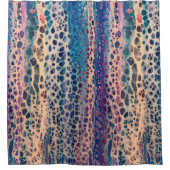 Blau Aquamarin Lilac Weiße Akryllische Abstrakte F Duschvorhang (Vorderseite)