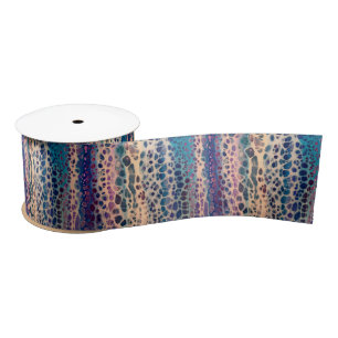 Blau Aquamarin Lilac Weiße Akryllische Abstrakte F Satinband