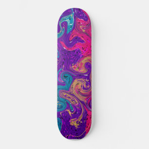 Blau, aquamarin rosa und lila Wirbel Flüssigkunst Skateboard